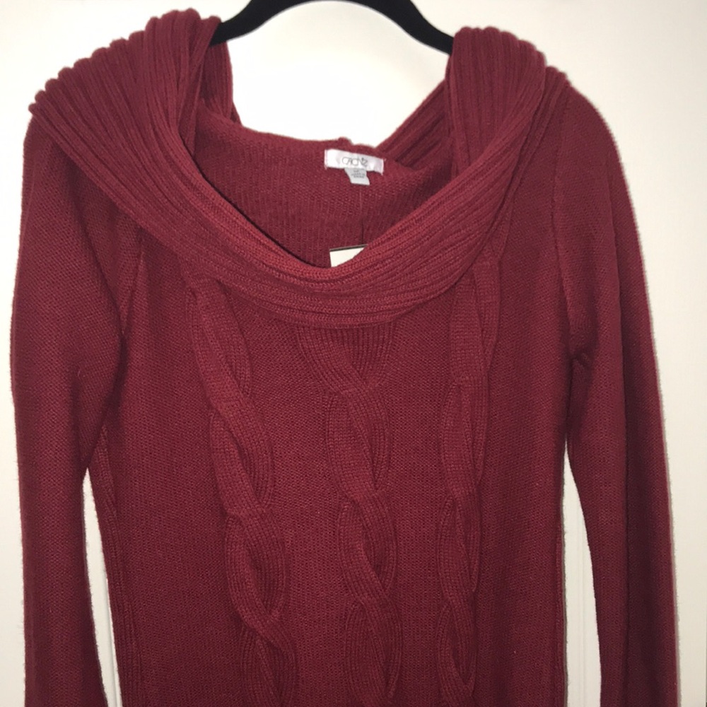 Cache red cowl neck sweater tunic